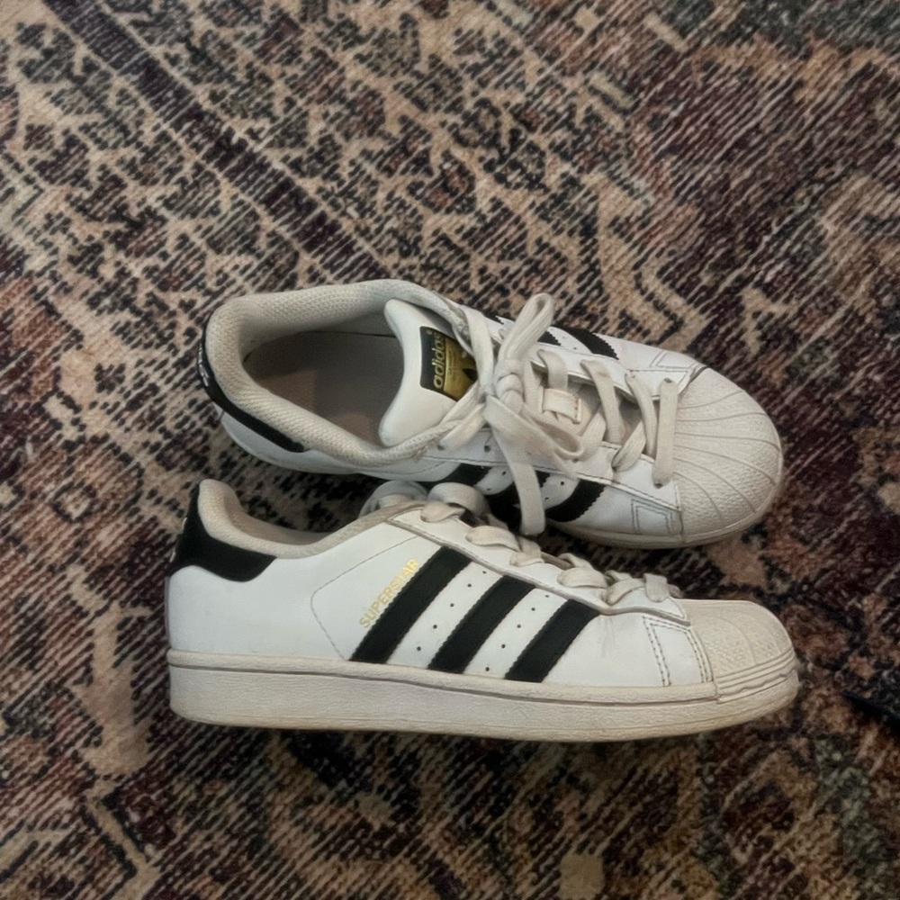 Adidas White and Black Superstar Sneakers Iconic Design